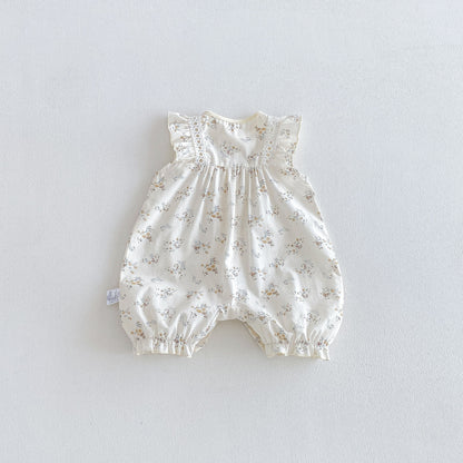 Design Summer Baby Kids Girls Fly Sleeves Floral Pattern Rompers