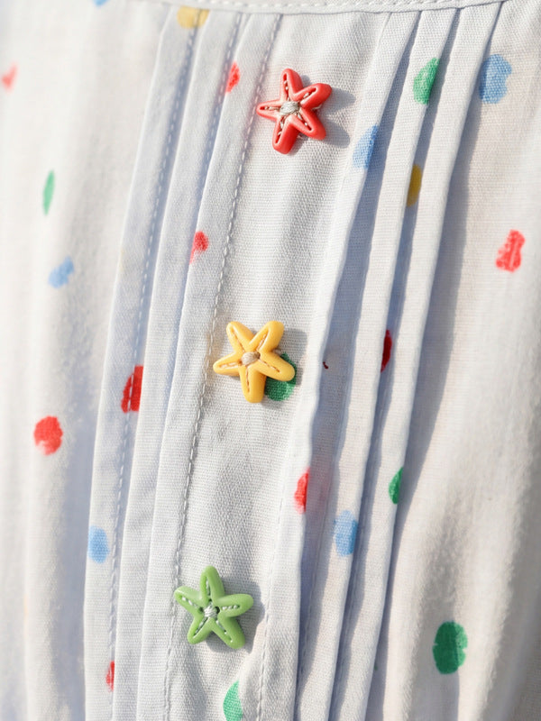 Summer Arrival Short Sleeves Polka Dots Pattern Dress for Stylish Girls