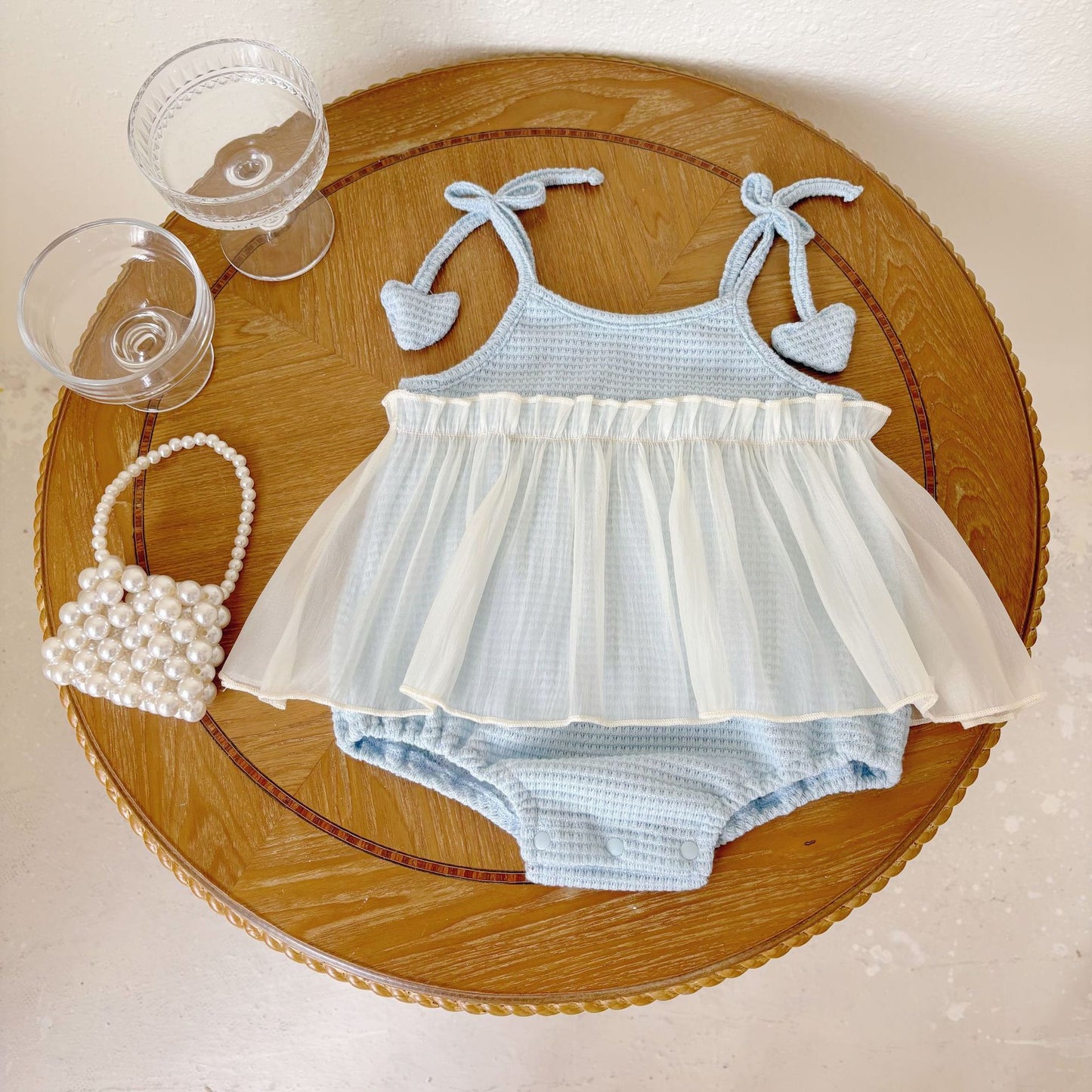 Summer Arrival Baby Girls Cute Waffle Grid Sleeveless Dress Design Strap Onesies, MyKids-USA®, Baby One-Pieces, MyKids-USA - Size/Age - 66 (3-6M) - Color - Blue -  -  - TR2504302108-A