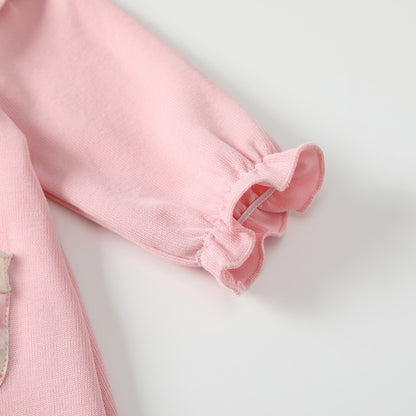 Arrival Spring Baby Girls Pink Single Breasted Long Sleeves Rompers with Floral Pattern Collar, MyKids-USA®, Baby One-Pieces, MyKids-USA -  -  -  -  -  -  - .