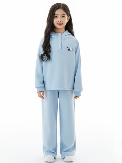 Arrival Autumn Kids Girls Long Sleeves Puppy Pattern Hoodie and Blue Pants Clothing Set