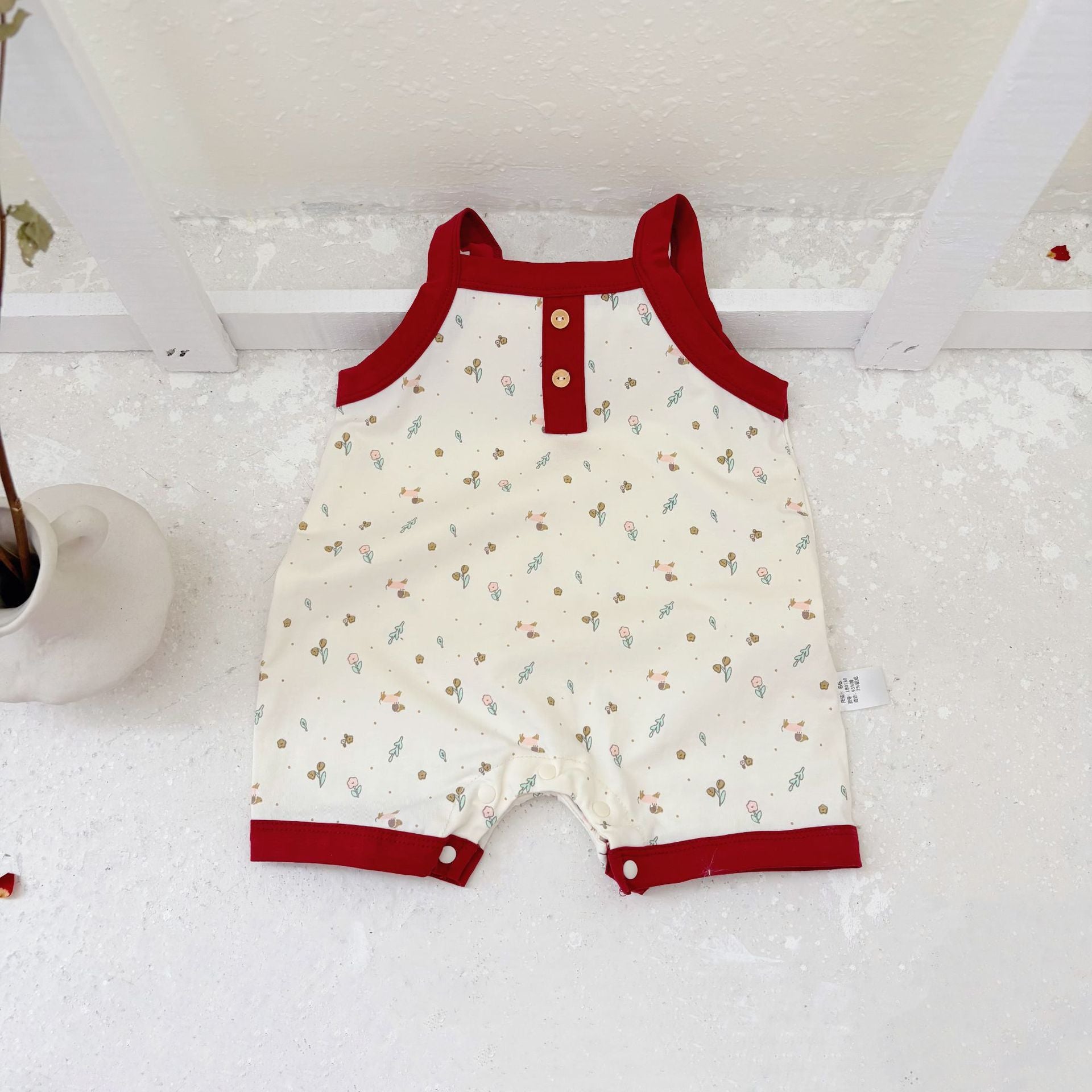 Summer Arrival Baby Unisex Floral Pattern Sleeveless Color Patchwork Rompers, MyKids-USA®, Baby One-Pieces, MyKids-USA - Size/Age - 66 (3-6M) - Color - Beige -  -  - TR2505132053-A