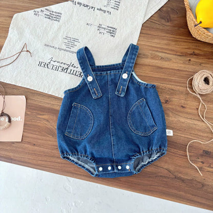 Summer Hot Selling Baby Kids Unisex Sleeveless Denim Blue Strap Onesies Overalls and White T-Shirt Clothing Set, MyKids-USA®, Baby & Toddler Outfits, MyKids-USA -  -  -  -  -  -  - 