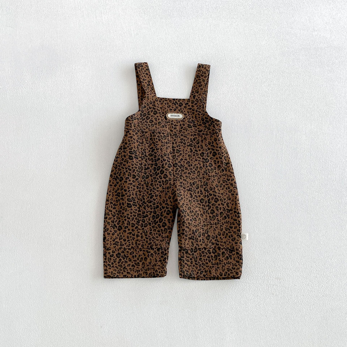 MyKids-USA® Hot Selling Autumn Baby Kids Long Sleeves Solid Color Top and Sleeveless Leopard Overalls Set