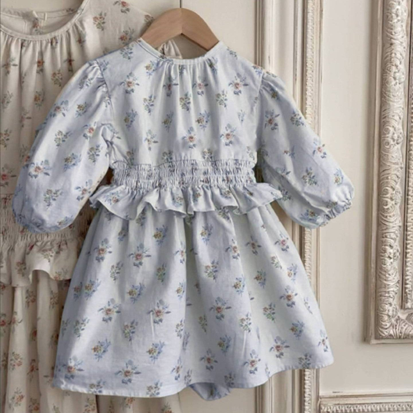 MyKids-USA® Autumn Floral Baby Kids Girls Princess Long Sleeves Crew Neck Dress