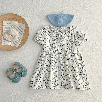 Summer Baby Kids Girls Vine Pattern Onesies And Girls’ Dress – Princess Sister Matching Set