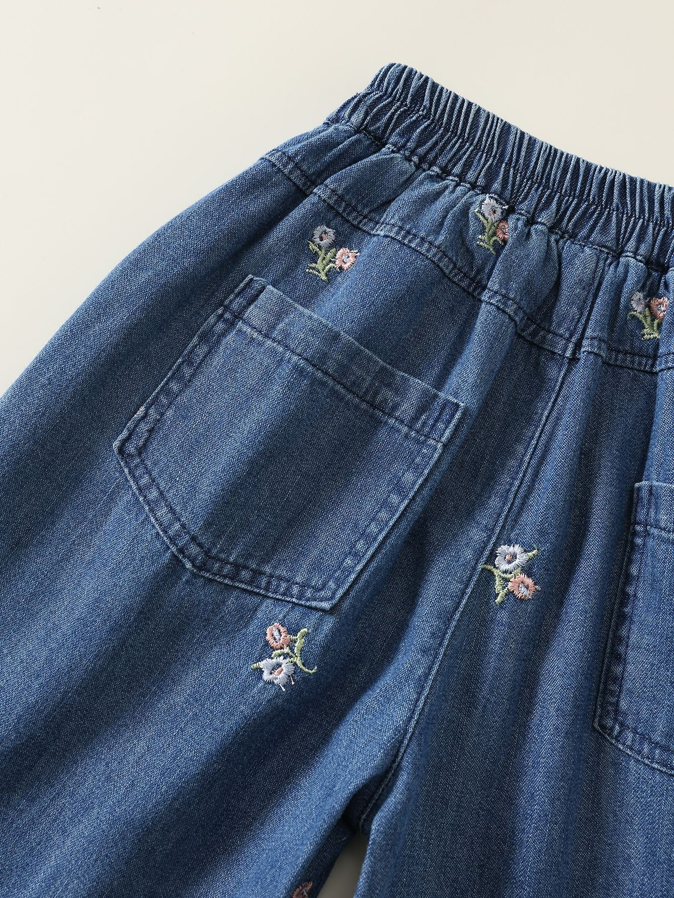MyKids-USA® Arrival Autumn Girls Flowers Pattern Embroidered Jeans
