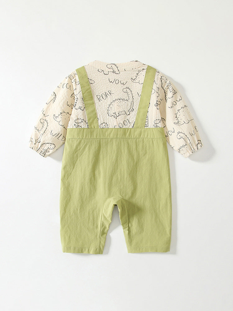 Spring Arrival Baby Boys Cartoon Dinosaur Pattern Color Patchwork Romper, MyKids-USA®, Baby One-Pieces, MyKids-USA -  -  -  -  -  -  - 