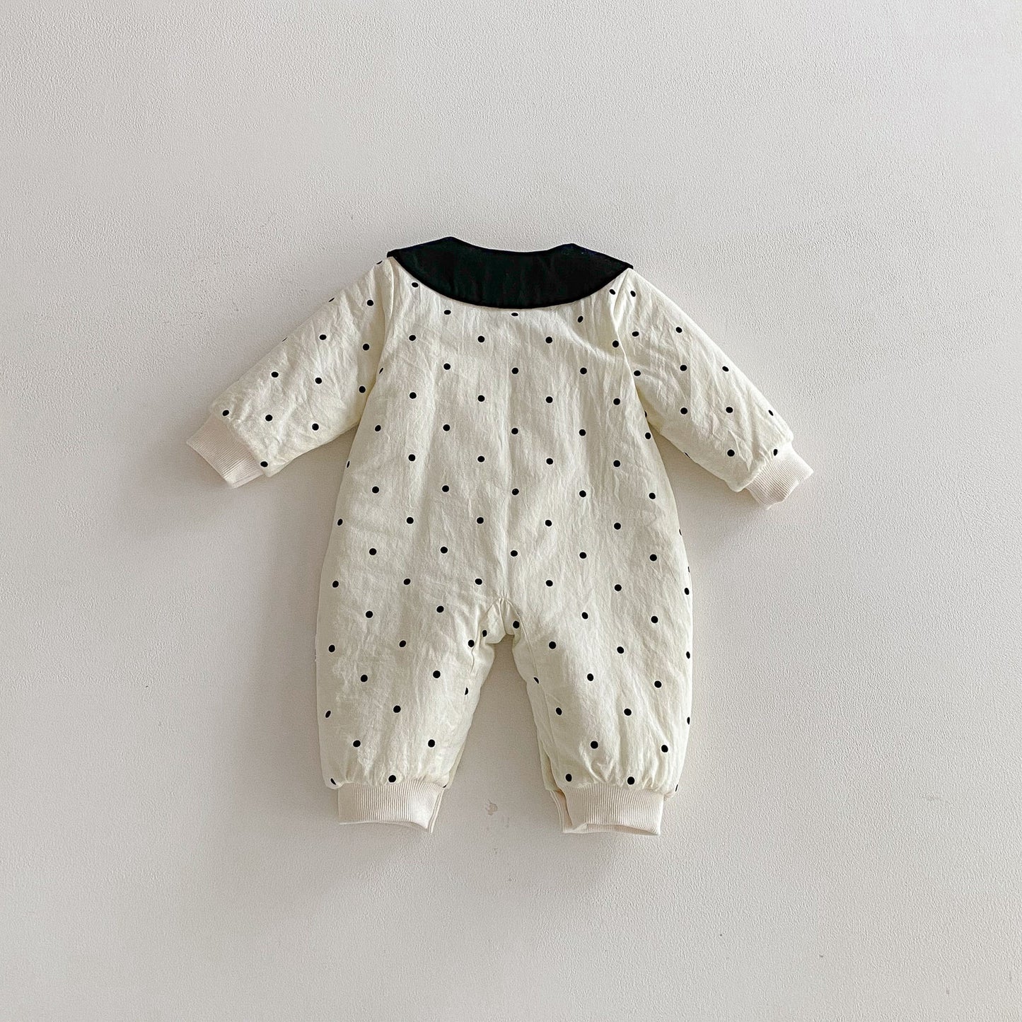 Winter Arrival Baby Girls Long Sleeves Dots Pattern Fleece-lined Warm Rompers, MyKids-USA®, Baby One-Pieces, MyKids-USA -  -  -  -  -  -  - 