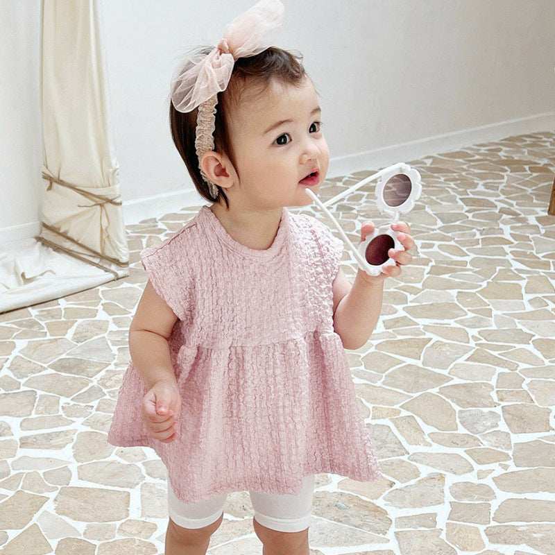 Summer Hot Selling Baby Kids Girls Sleeveless Solid Color Princess Plaid Dress, MyKids-USA®, Baby & Toddler Dresses, MyKids-USA - Size/Age - 73 (6-9M) - Color - Pink -  -  - TR2505122343-B