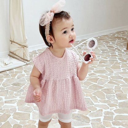 Summer Hot Selling Baby Kids Girls Sleeveless Solid Color Princess Plaid Dress, MyKids-USA®, Baby & Toddler Dresses, MyKids-USA - Size/Age - 73 (6-9M) - Color - Pink -  -  - TR2505122343-B