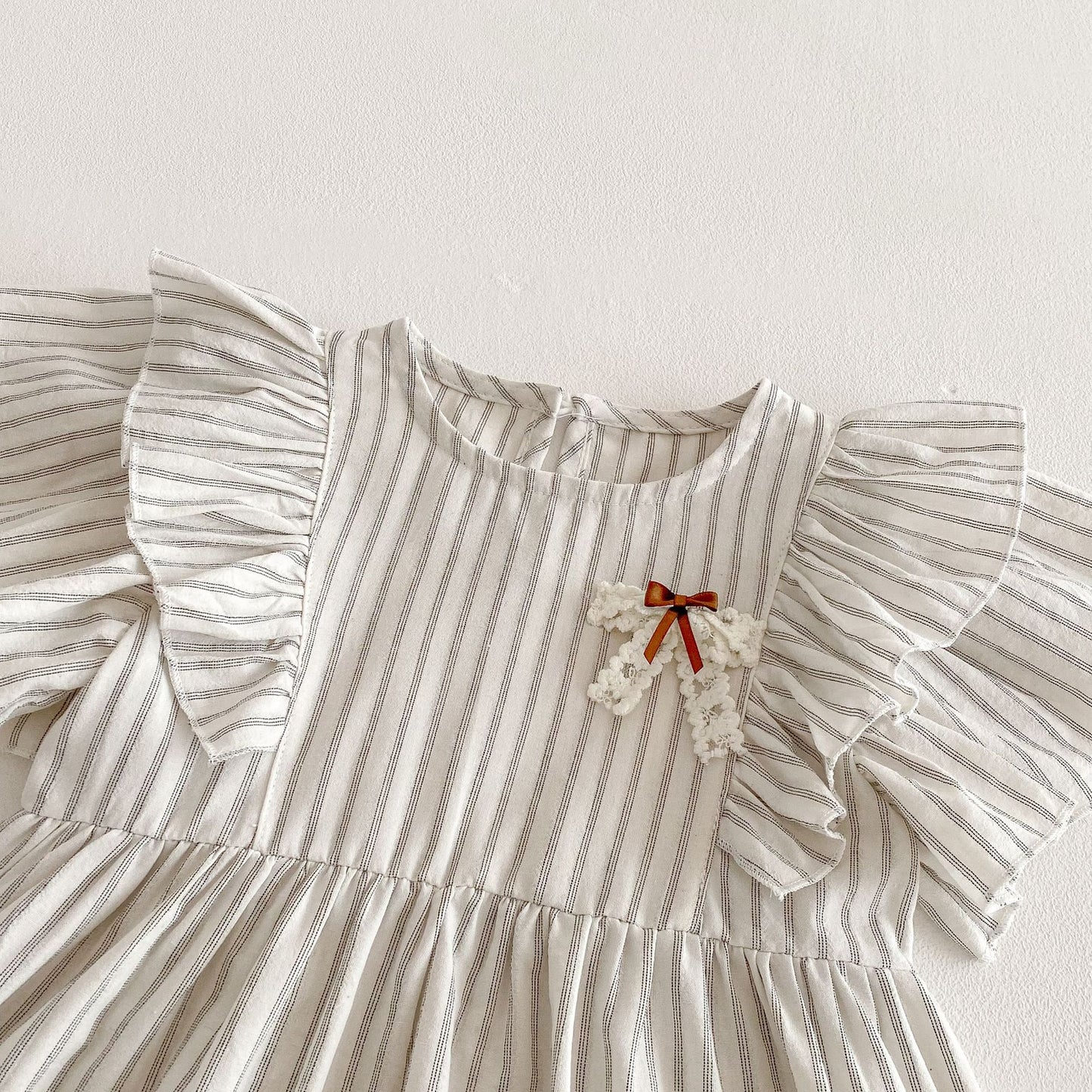 Summer Arrival Baby Girl Striped Pattern Short Sleeves Dress with Butterfly-bow Decoration, MyKids-USA®, Baby & Toddler Dresses, MyKids-USA -  -  -  -  -  -  - 