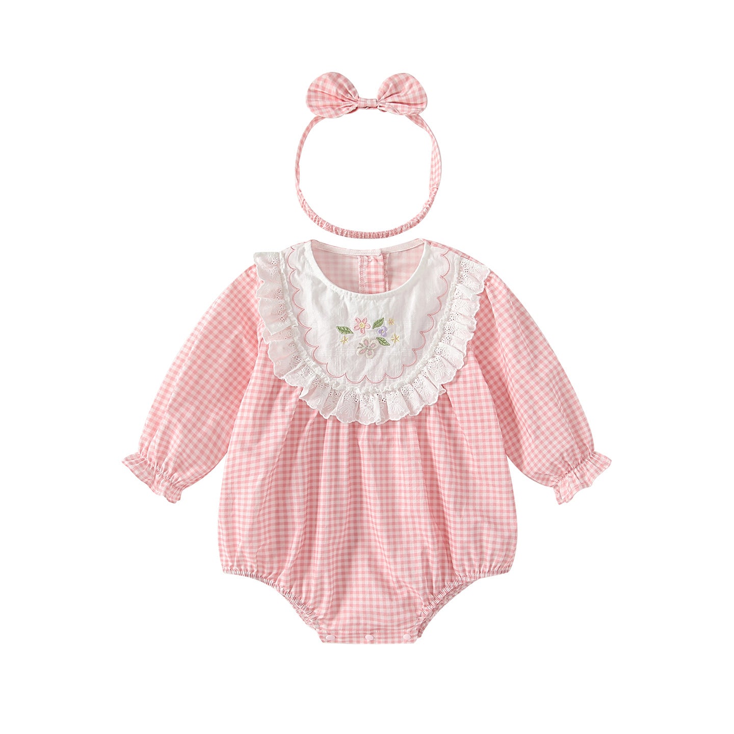 Arrival Spring Baby Girls Flowers Embroidery Long Sleeves Plaid Bodysuit, MyKids-USA®, Bodysuits, MyKids-USA -  -  -  -  -  -  - .