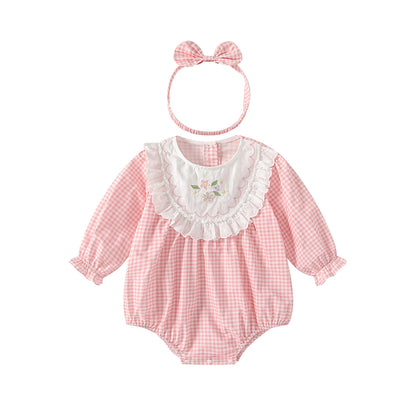 Arrival Spring Baby Girls Flowers Embroidery Long Sleeves Plaid Bodysuit, MyKids-USA®, Bodysuits, MyKids-USA -  -  -  -  -  -  - .
