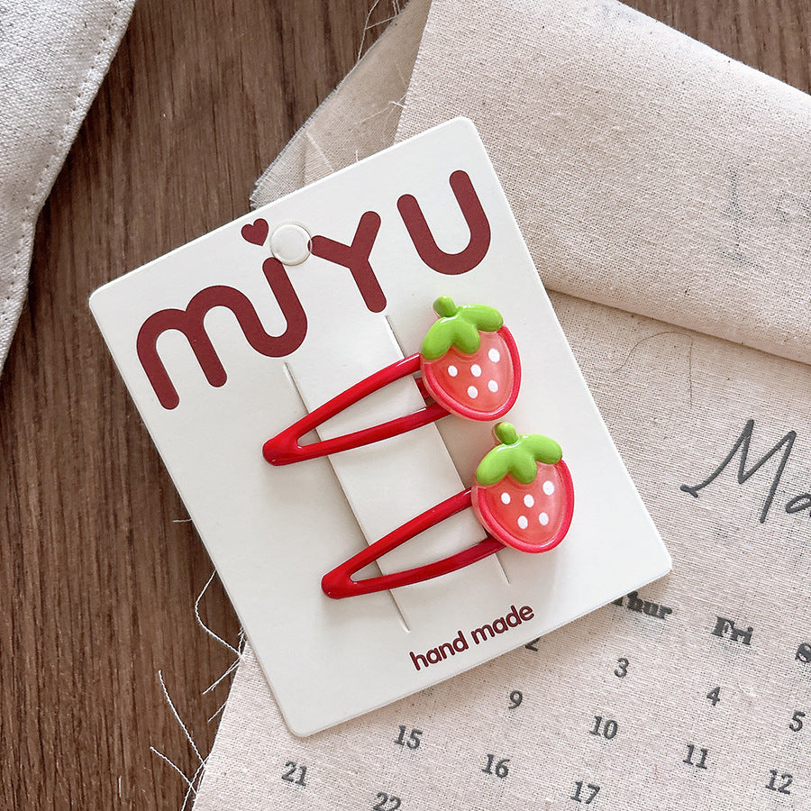 Collection of 2 Versatile Fruits Pattern Hair Clips, MyKids-USA®, Hair Pins, Claws & Clips, MyKids-USA - Size/Age - Average Size (0-12Y） - Color - Red -  -  - TR2601061143-D.