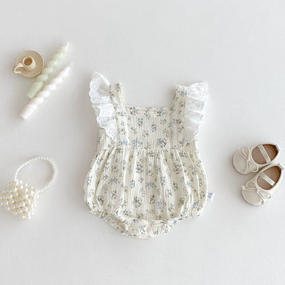 Summer Arrival Baby Girls Floral Pattern Fly Sleeves Onesies, MyKids-USA®, Baby One-Pieces, MyKids-USA -  -  -  -  -  -  - 