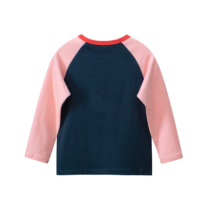Autumn Baby Kids Girls Letters and Cartoon Print Long Sleeves Crew Neck Color Patchwork Top Shirt, MyKids-USA®, Baby & Toddler Tops, MyKids-USA -  -  -  -  -  -  - 
