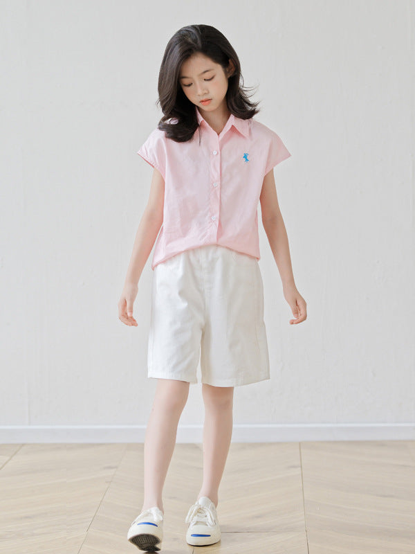 Arrival Summer Baby Kids Girls Short Sleeves Embroidered Shirt and Beige Shorts, MyKids-USA®, Baby & Children's Outfits, MyKids-USA -  -  -  -  -  -  - .