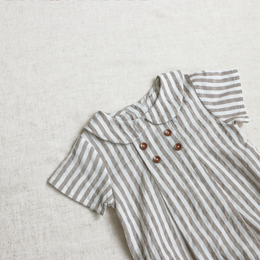 Summer Arrival Baby Short Sleeves Striped Pattern Bodysuit