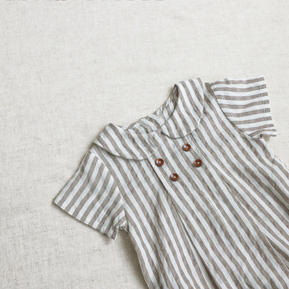 Summer Arrival Baby Short Sleeves Striped Pattern Bodysuit