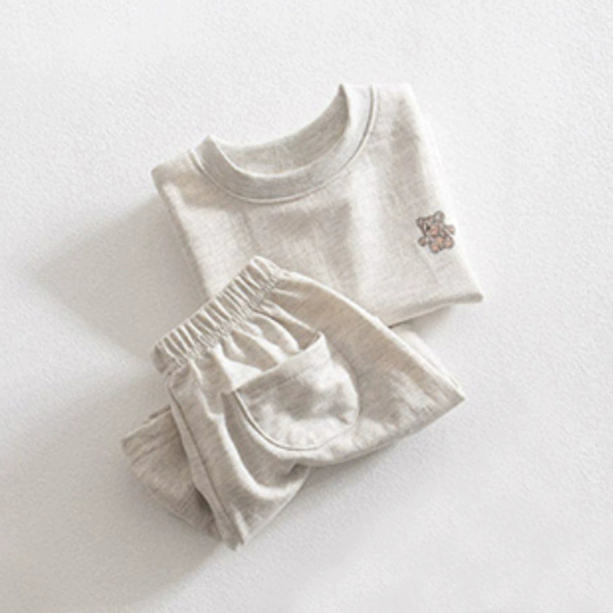 Summer Hot Selling Baby Kids Unisex Short Sleeves Teddy Logo Pattern T-Shirt and Plain Shorts Clothing Set, MyKids-USA®, Baby & Toddler Outfits, MyKids-USA - Size/Age - 73 (6-9M) - Color - Grey -  -  - TR2506032329-B