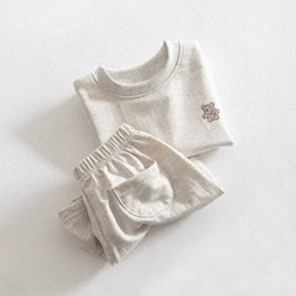 Summer Hot Selling Baby Kids Unisex Short Sleeves Teddy Logo Pattern T-Shirt and Plain Shorts Clothing Set, MyKids-USA®, Baby & Toddler Outfits, MyKids-USA - Size/Age - 73 (6-9M) - Color - Grey -  -  - TR2506032329-B