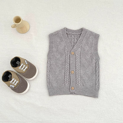 Autumn Arrival Baby Unisex Comfortable Jacquard Pattern Knitted Sleeveless V Neck Vest, MyKids-USA®, Tunics, MyKids-USA -  -  -  -  -  -  - 