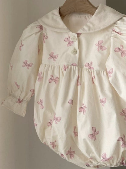 MyKids-USA® Autumn Arrival Butterfly-bows Printed Color Patchwork Baby Kids Girls Princess Long Sleeves Bodysuit