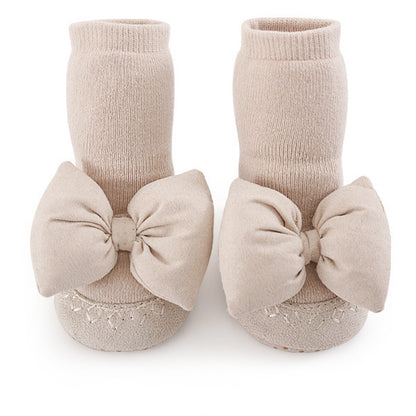 Baby Girl Big Bows Design Non-Slip Mid Tube Shoes