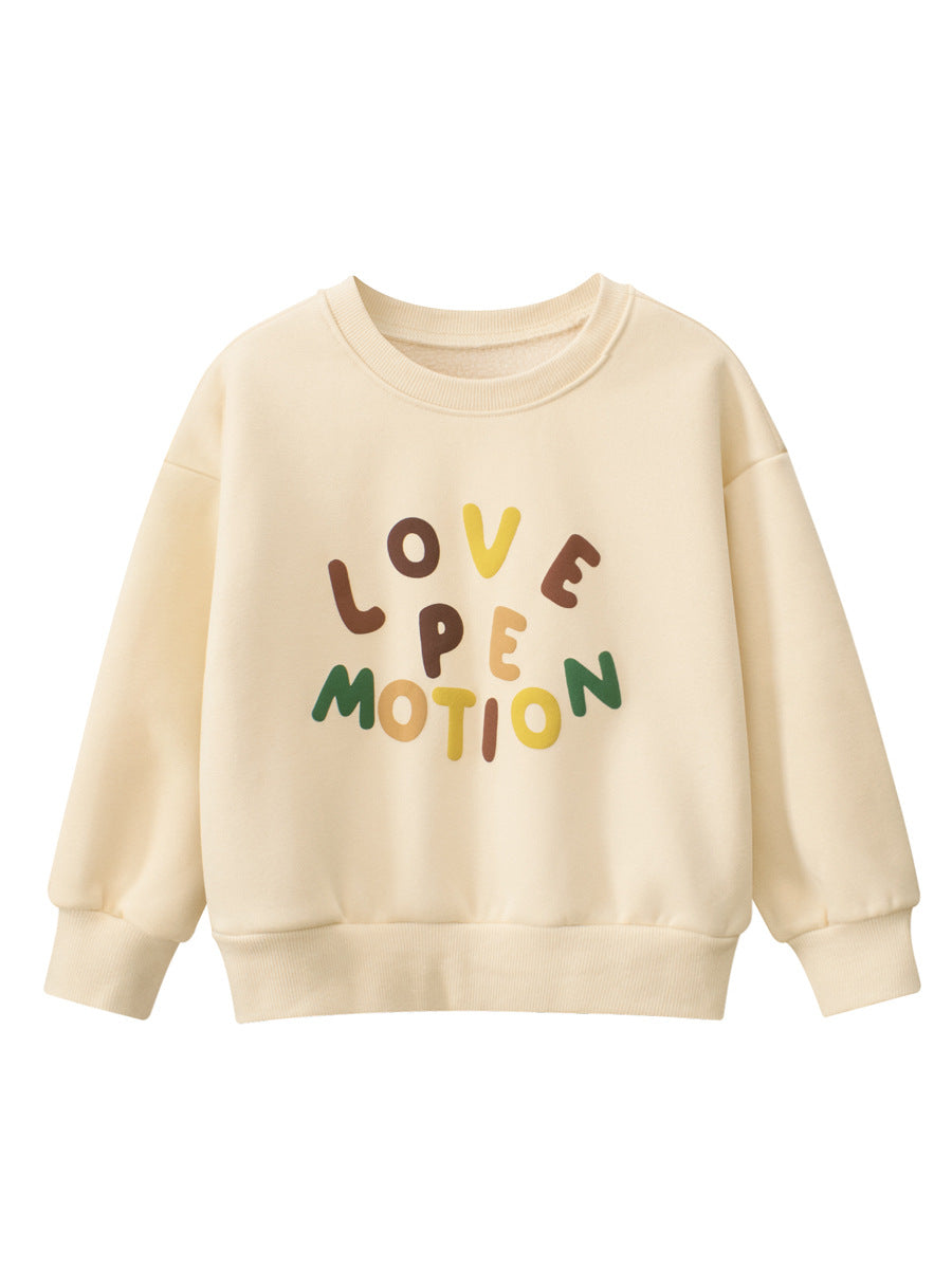 Baby Boy Kids Letters Pattern Crew Neck Long Sleeves Warm Cozy Pullover, MyKids-USA®, Baby & Toddler Outerwear, MyKids-USA - Size/Age - 90 (12-24M) - Color - Beige -  -  - TR2410172004-A