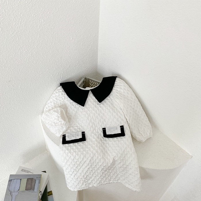 Arrival Autumn Girls French Fashion Argyle Pattern Long Sleeves Dress with Collar, MyKids-USA®, Baby & Toddler Dresses, MyKids-USA - Size/Age - 90 (12-24M) - Color - White -  -  - TR2408221713-B