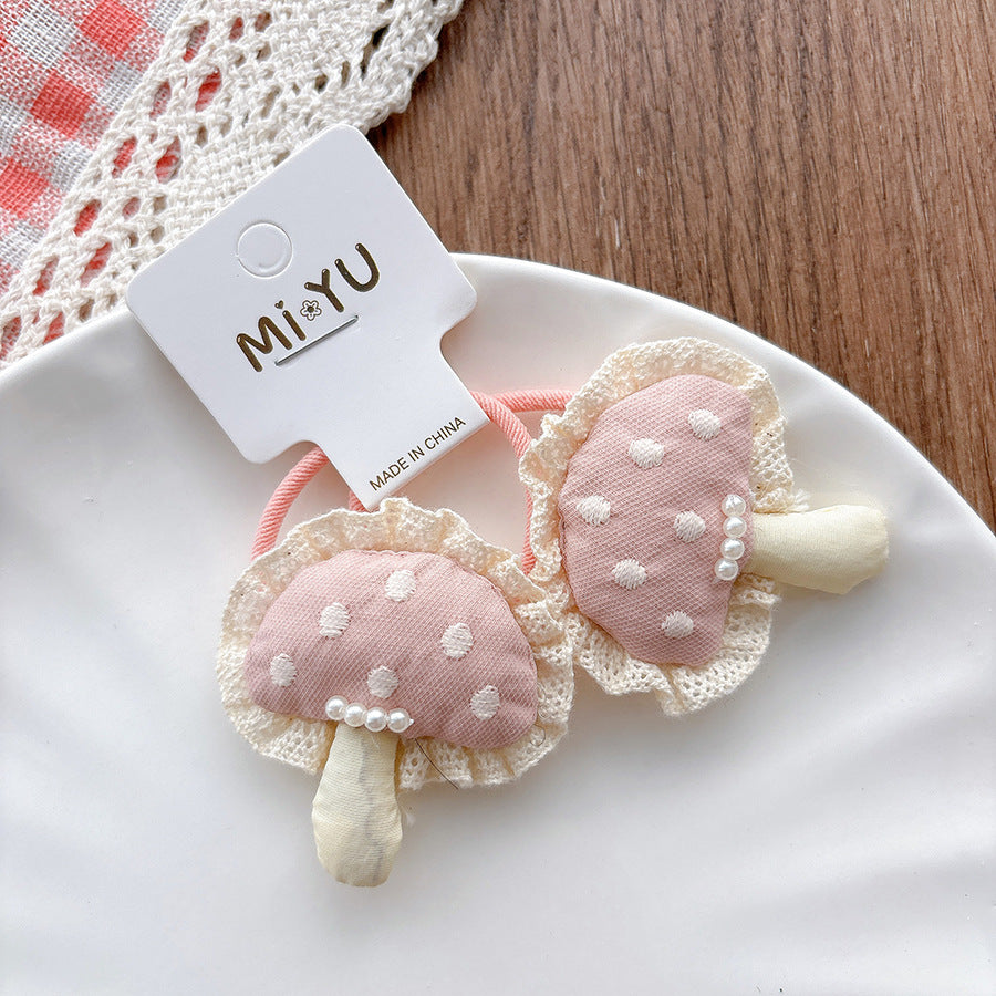 Collection of 2 Fruits Pattern Decorated Hair Clips and Hair Ties, MyKids-USA®, Hair Pins, Claws & Clips, MyKids-USA - Size/Age - Average Size (0-12Y） - Color - Light Pink -  -  - TR2601081447-B.