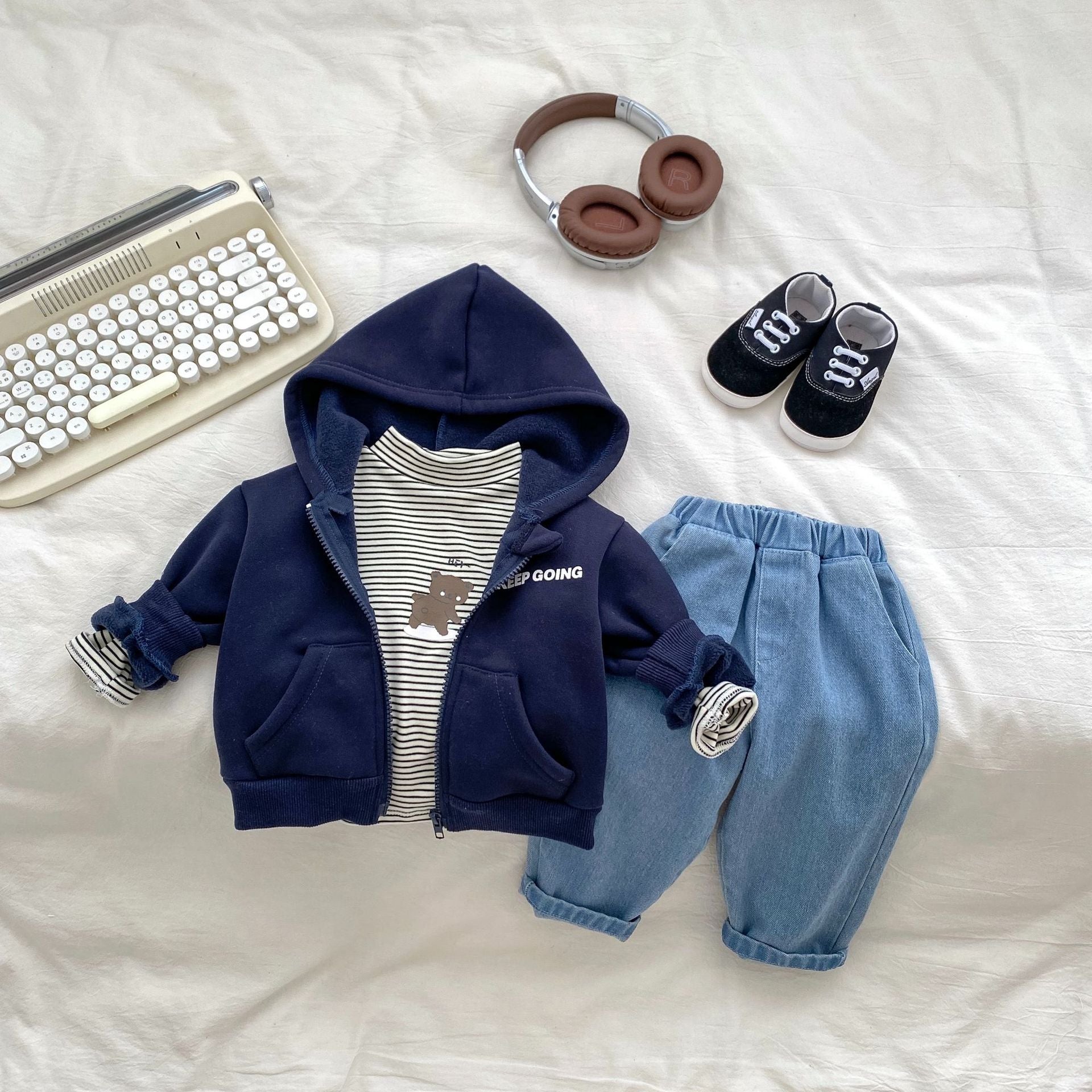 Arrival Baby Kids Unisex Letters Print Zip-up Hooded Thick Coat, MyKids-USA®, Baby & Toddler Outerwear, MyKids-USA -  -  -  -  -  -  - 