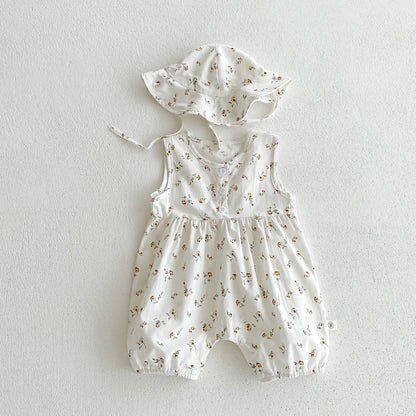 Summer Arrival Baby Boys and Girls Sleeveless Plaid or Floral Pattern Rompers, MyKids-USA®, Baby & Children's One-Pieces, MyKids-USA - Size/Age - 66 (3-6M) - Color - Beige -  -  - TR2604192145-A.