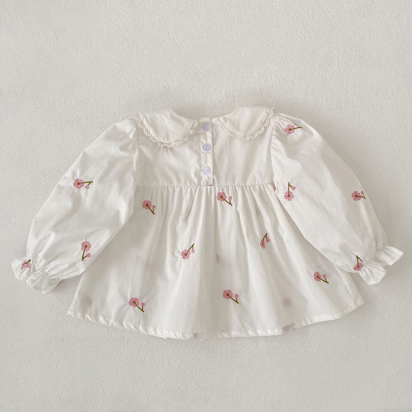MyKids-USA® Arrival Autumn Baby Kids Girls Long Sleeves Flowers Pattern Embroidered Top