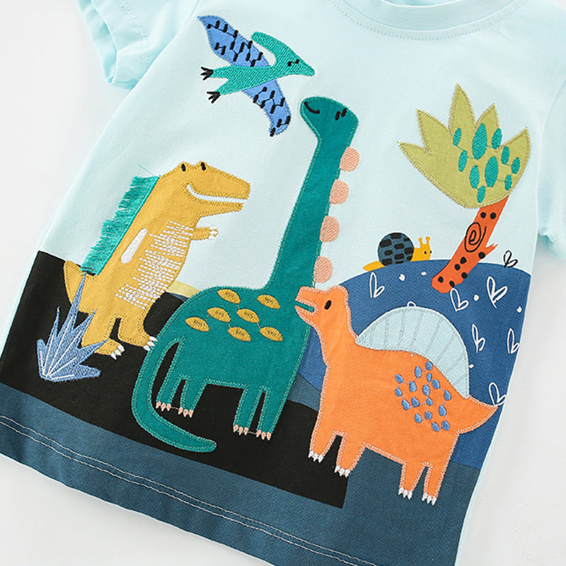 Summer Boys’ Cartoon Animals Dinosaurs Pattern T-shirt in European and American Style, MyKids-USA®, Baby & Toddler Tops, MyKids-USA -  -  -  -  -  -  - 