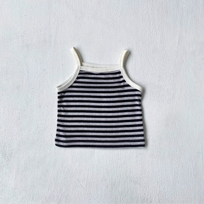 Refreshing Sleeveless Summer New Children’s Vest, Unisex Baby Polyester Casual Striped Top, MyKids-USA®, Baby & Toddler Tops, MyKids-USA - Size/Age - 66 (3-6M) - Color - Black -  -  - TR2505102223-A