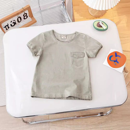 Summer New Arrival Kids Unisex Crew Neck Short Sleeves Thin Simple Top Base T-Shirt