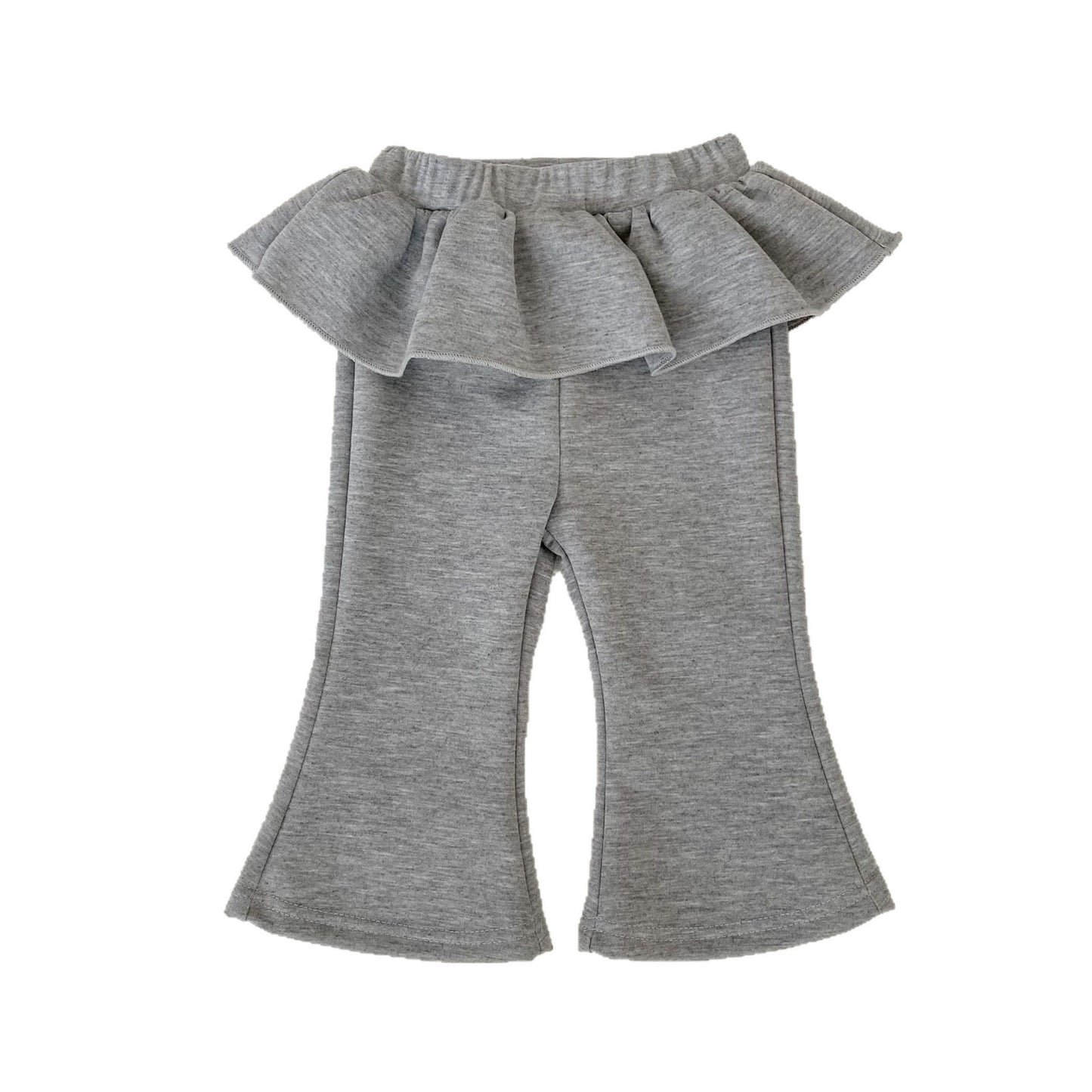 Arrival Baby Kids Girls Solid Color Flared Pants, MyKids-USA®, Baby & Toddler Bottoms, MyKids-USA - Size/Age - 73 (6-9M) - Color - Grey -  -  - TR2603011658-C.