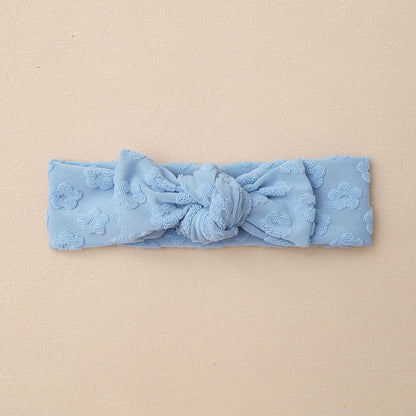 Elastic Baby Headband with Bow and Embroidered Flowers, MyKids-USA®, Hair Pins, Claws & Clips, MyKids-USA - Size/Age - Average Size (0-6Y） - Color - Blue -  -  - TR2411282304-A.