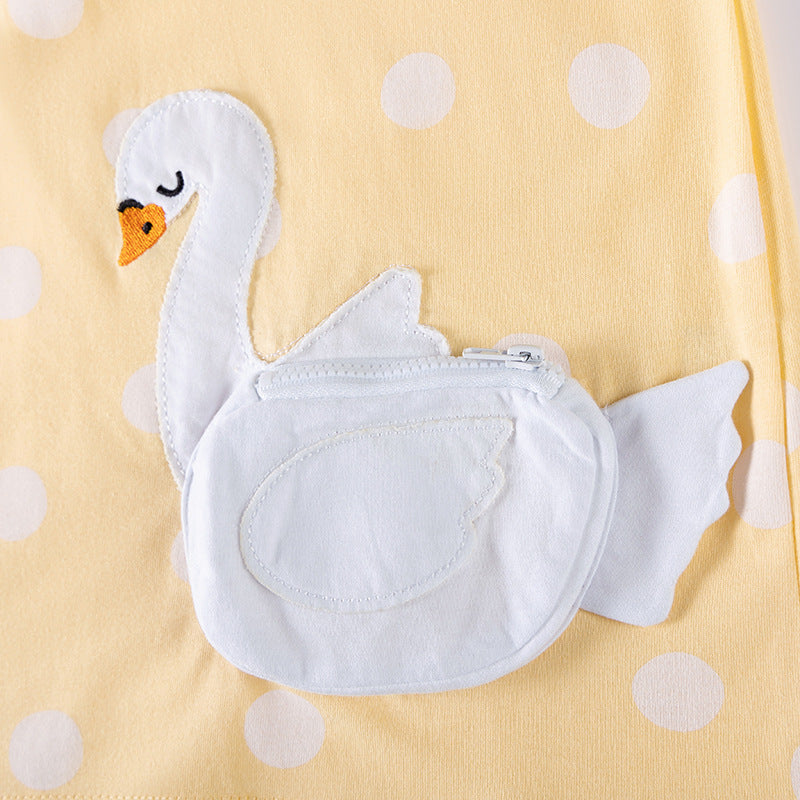 Autumn and Spring Arrival Cartoon Goose and Polka Dots Pattern Long Sleeves Dress for Stylish Girls, MyKids-USA®, Baby & Toddler Dresses, MyKids-USA -  -  -  -  -  -  - 