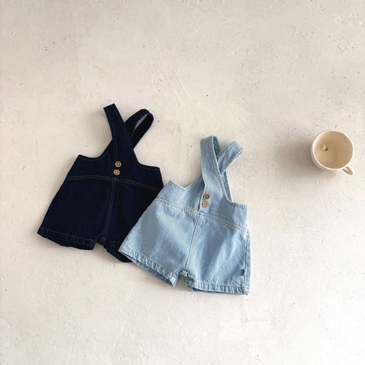 Summer Arrival Baby Kids Unisex Sleeveless Solid Color Denim Strap Overalls and White T-Shirt Clothing Set, MyKids-USA®, Baby & Toddler Outfits, MyKids-USA -  -  -  -  -  -  - .