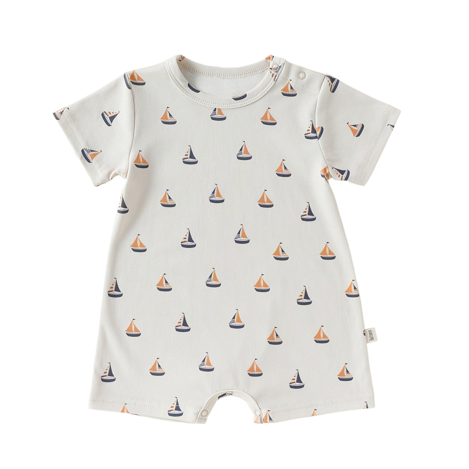 Summer Arrival Baby Short Sleeves Marine and Geometric Pattern Rompers, MyKids-USA®, Baby & Children's One-Pieces, MyKids-USA - Size/Age - 66 (3-6M) - Color - Beige -  -  - TR2605142342-A.