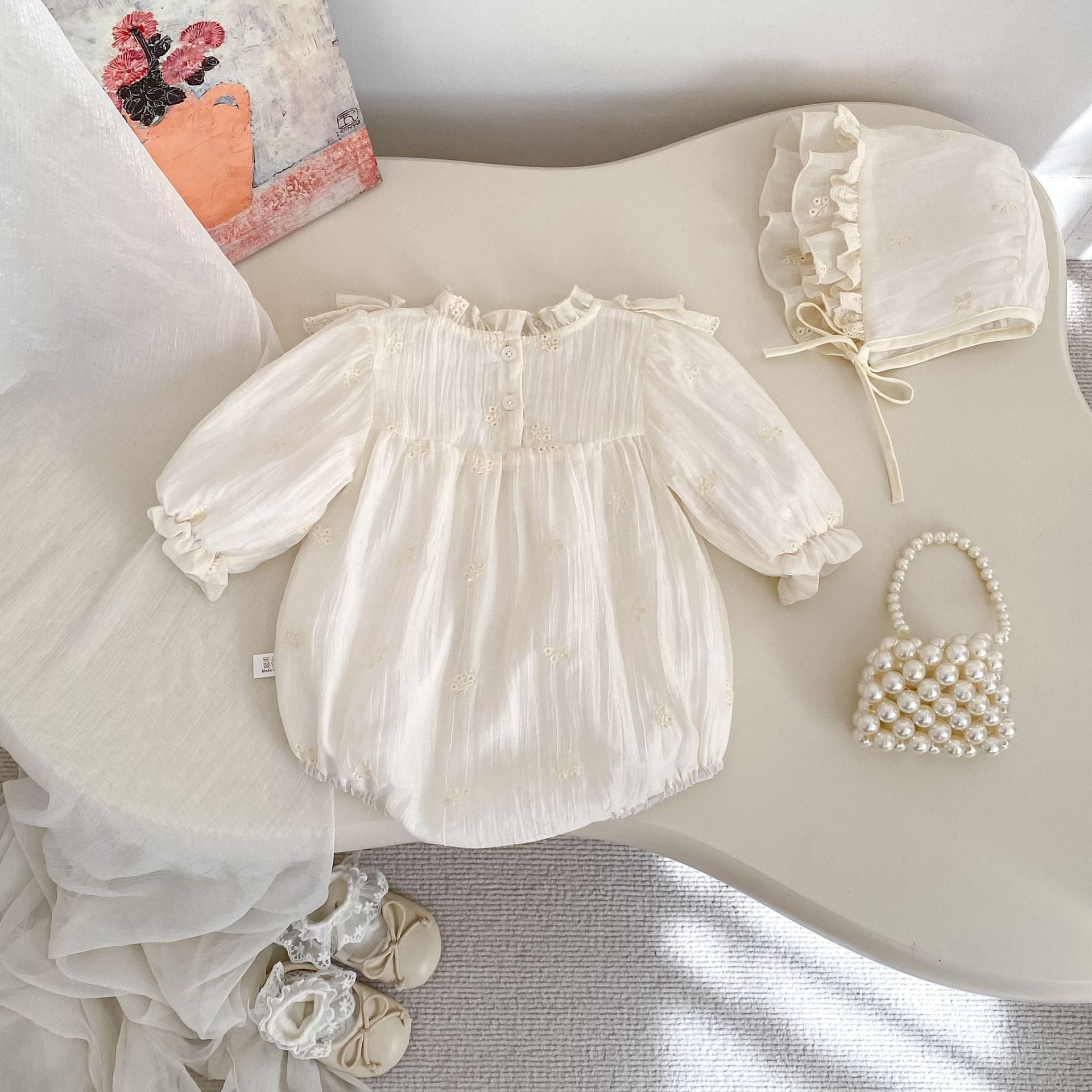 Spring Arrival Baby Girls Long Sleeves Flowers Pattern Ruffle Neck Bodysuit, MyKids-USA®, Bodysuits, MyKids-USA -  -  -  -  -  -  - .