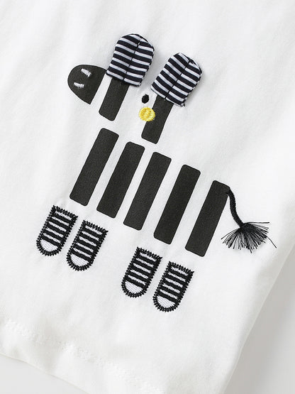 Arrival Summer Baby Kids Boys Short Sleeves Cartoon Pattern T-shirt and Striped Shorts Clothing Set