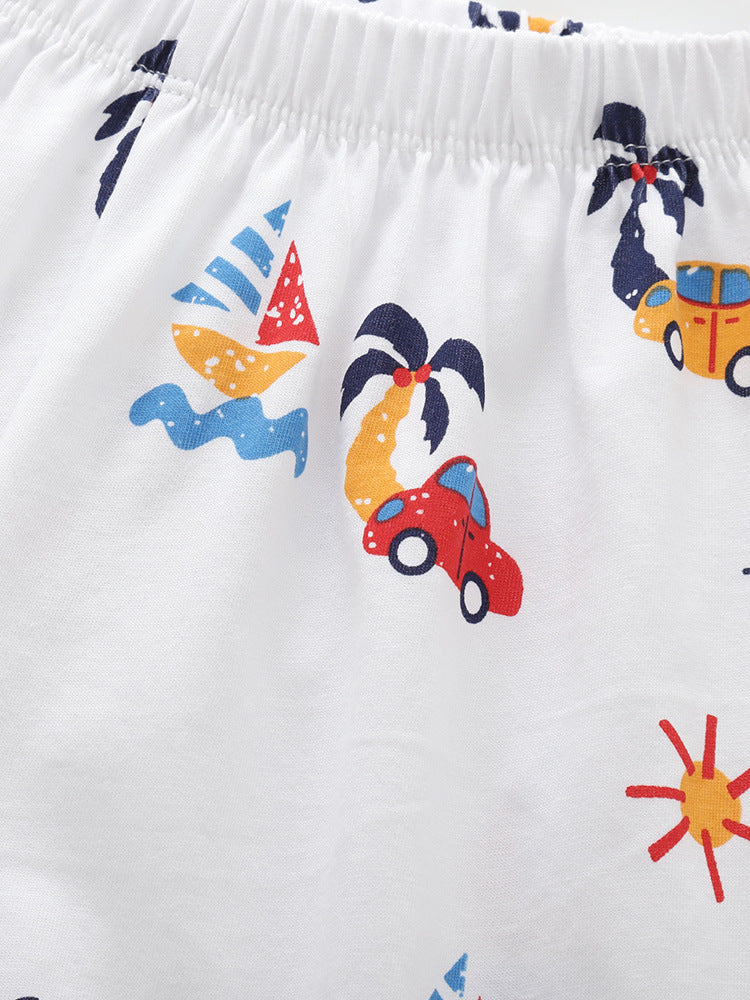 Arrival Summer Baby Kids Boys Short Sleeves Cartoon Pattern T-shirt and Shorts Clothing Set