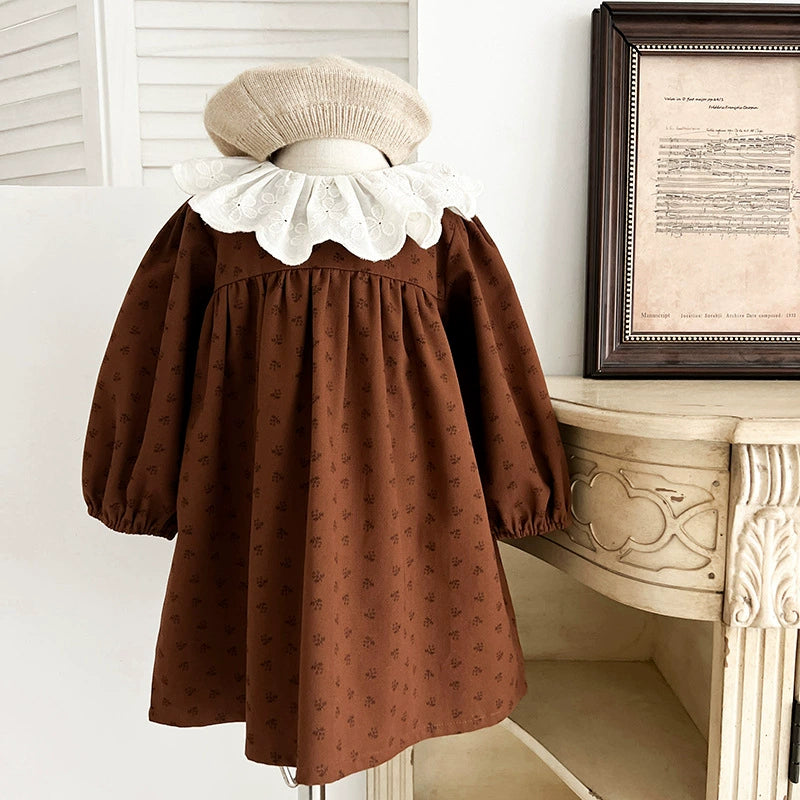 Autumn Baby Girls French Style Vintage Flowers Pattern Long-sleeved Onesies and Dress – Princess Sister Matching Set, MyKids-USA®, Baby & Toddler Dresses, MyKids-USA -  -  -  -  -  -  - 