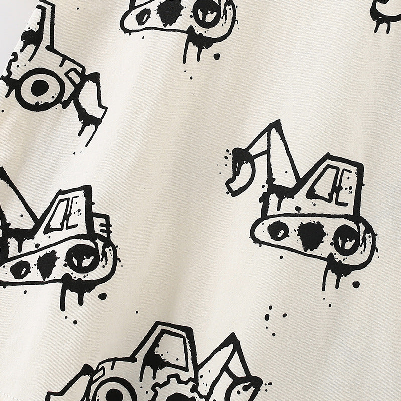 Summer Arrival Boys’ Bulldozer Cartoon Pattern T-shirt in European and American Style, MyKids-USA®, T-Shirts, MyKids-USA -  -  -  -  -  -  - 