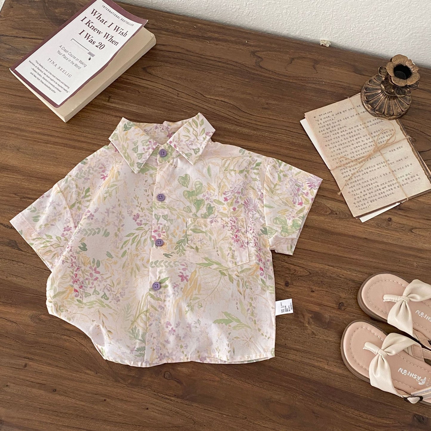 Summer Kids Unisex Casual and Versatile Short Sleeves Turn-down Collar Floral Shirt, MyKids-USA®, Shirts, MyKids-USA -  -  -  -  -  -  - .