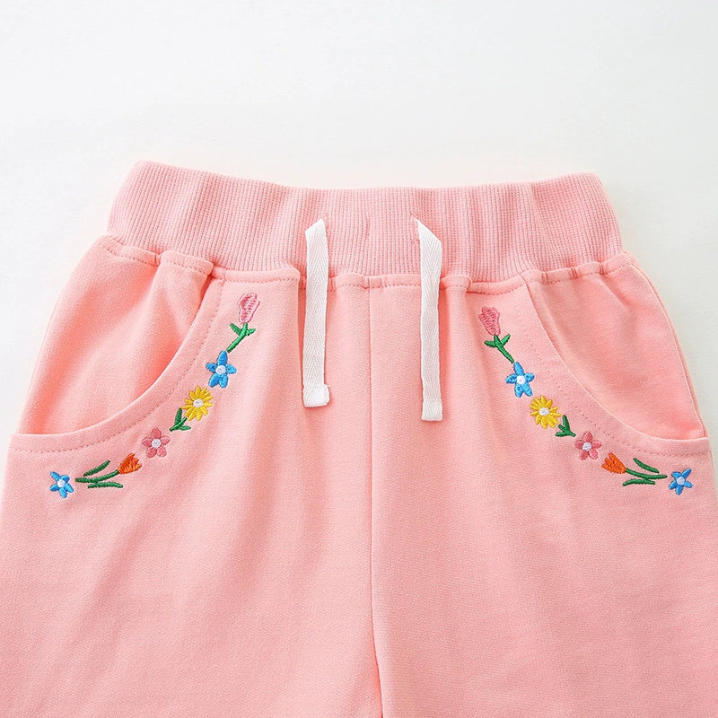Summer Arrival Baby Kids Girls Cotton Casual Style Flowers Pattern Embroidered Shorts, MyKids-USA®, Shorts, MyKids-USA -  -  -  -  -  -  - 